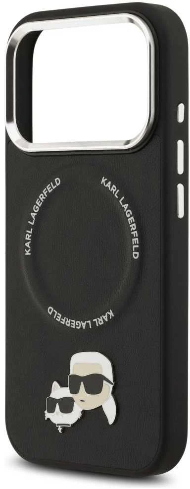 Karl Lagerfeld Karl & Choupette Pins MagSafe dėklas skirtas iPhone 17 Pro Max juodos spalvos