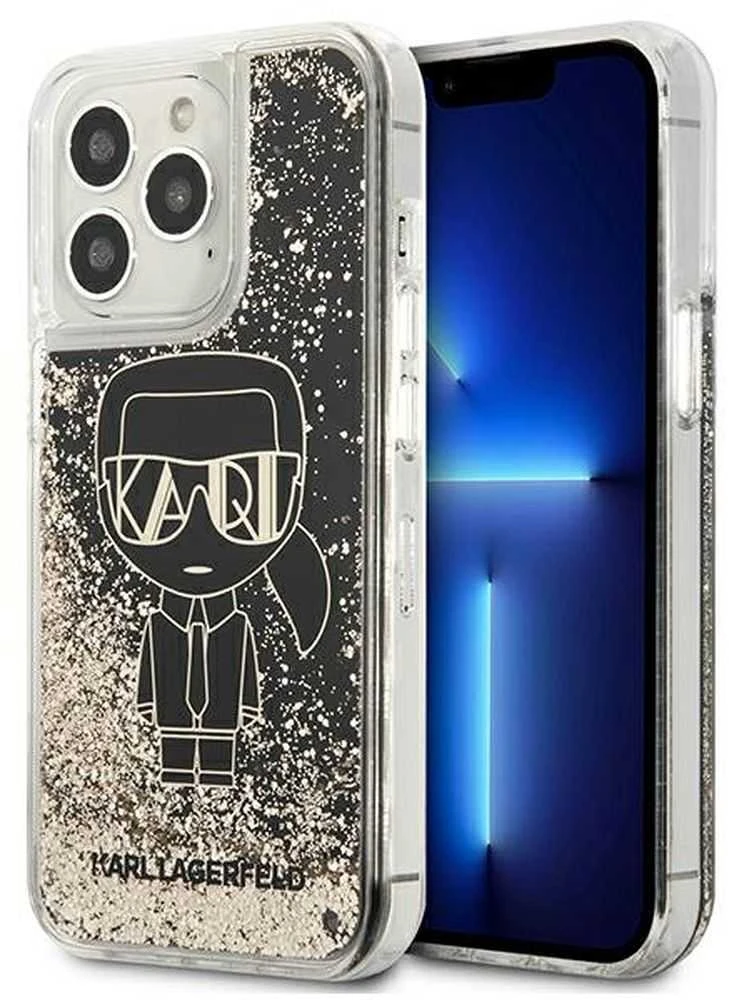Karl Lagerfeld KLHCP13LLGGKBK Apple iPhone 13 Pro/ 13 6,1″juodos spalvos kietas dėklas Liquid Glitter Gatsby