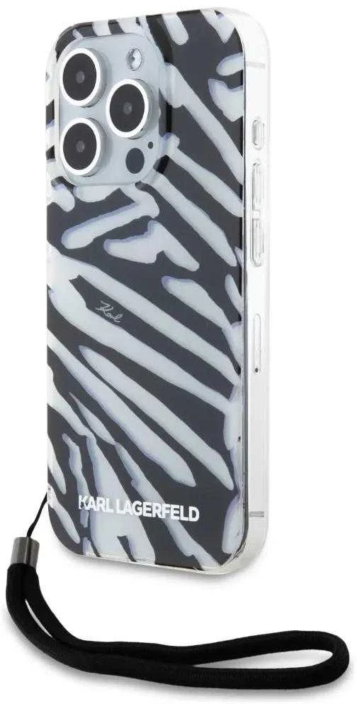 Apple iPhone 15 Pro Max Karl Lagerfeld dėklas IML Zebra Pattern & Cord (KLHCP15XHZBPKCCK) juodos spalvos