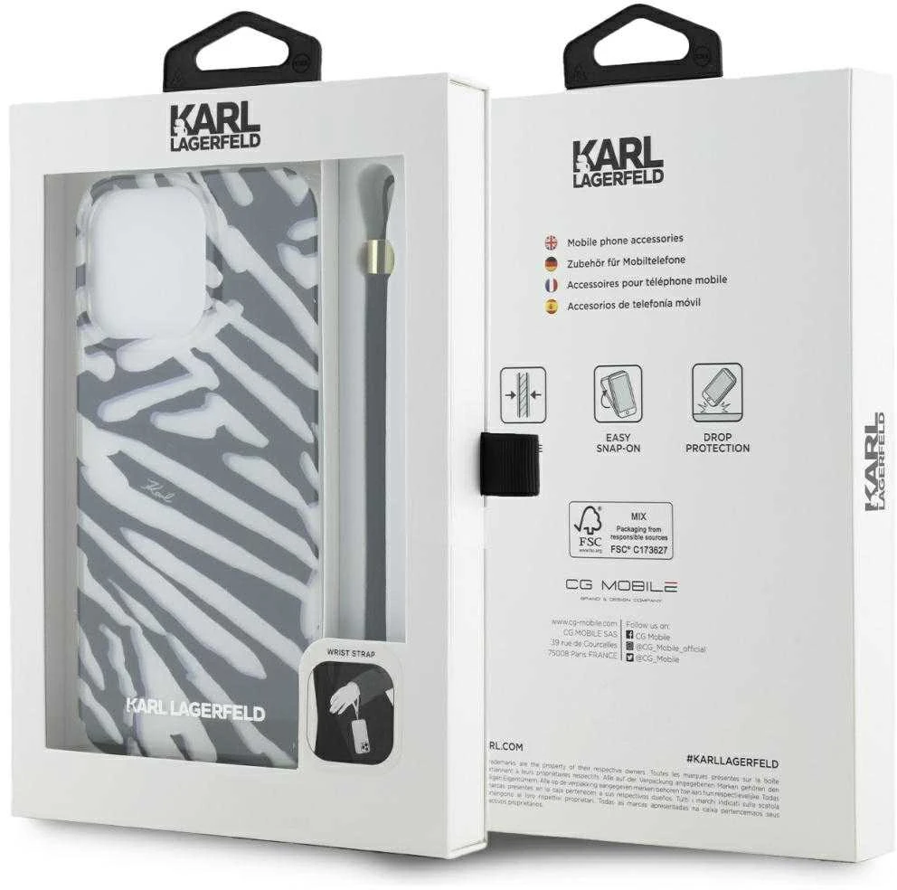 Apple iPhone 15 Pro Karl Lagerfeld dėklas IML Zebra Pattern & Cord (KLHCP15LHZBPKCCK) juodos spalvos