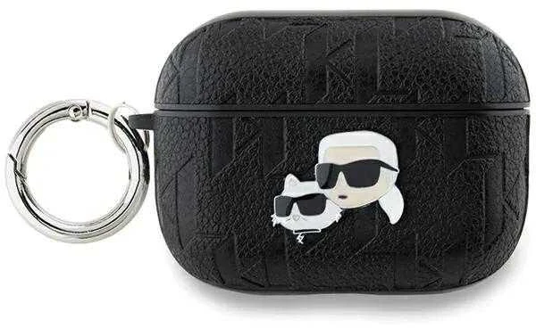 AirPods Pro 2 Karl Lagerfeld Cover Monogram Karl & Choupette Head ausinių dėklas juodos spalvos