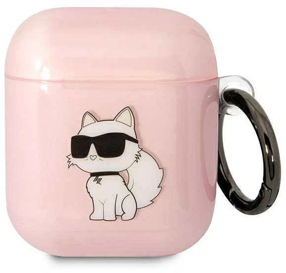 Karl Lagerfeld KLA2HNCHTCP Airpods 1/2 dėklas rožinės spalvos Ikonik Choupette