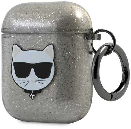 Karl Lagerfeld KLA2UCHGK AirPods dėklas juodos spalvos Glitter Choupette
