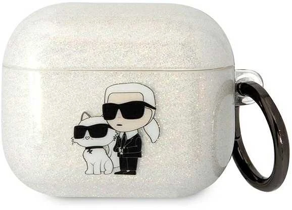 Karl Lagerfeld KLA3HNKCTGT Airpods 3 dėklas skaidrus Glitter Karl&Choupette