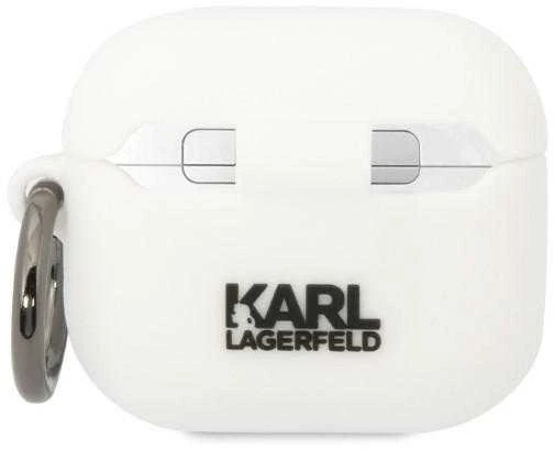 Dėklas Karl Lagerfeld KLA3RUNCHH AIRPODS 3 COVER Baltas/Baltas SILICONE CHAPETTE HEAD 3D