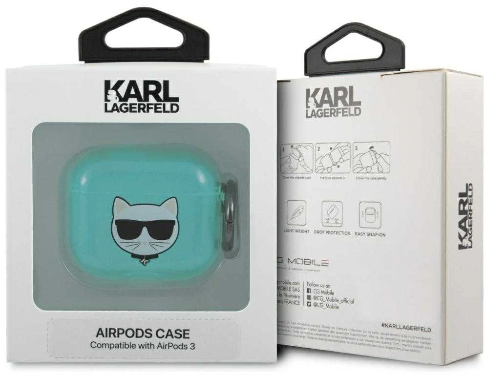 Karl Lagerfeld KLA3UCHFL AirPods 3 dėklas mėlynos spalvos Choupette