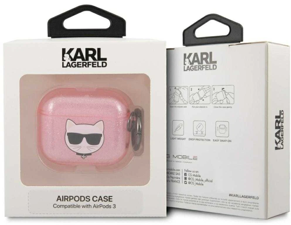 Karl Lagerfeld KLA3UCHGP AIRPODS 3 COVER Rožinis/Rožinis GLITTER CHOUPETTE