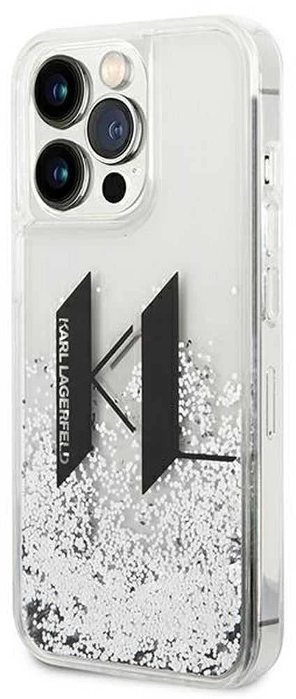 Karl Lagerfeld KLHCP14LLBKLCS Apple iPhone 14 Pro 6,1″ sidabrinis kietas dėklas Liquid Glitter Big KL