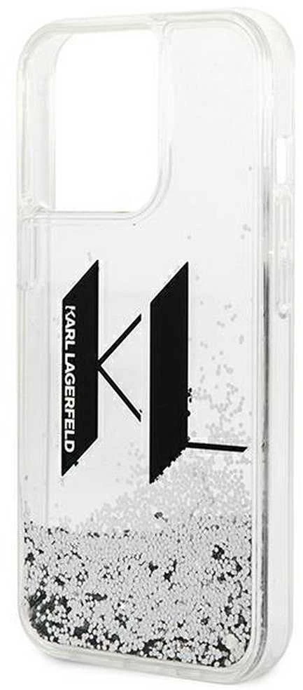 Karl Lagerfeld KLHCP14LLBKLCS Apple iPhone 14 Pro 6,1″ sidabrinis kietas dėklas Liquid Glitter Big KL