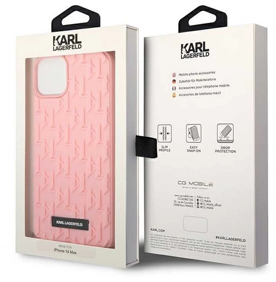 Karl Lagerfeld KLHCP14MRUPKLPP Apple iPhone 14 Plus / 15 Plus 6,7″ kietas dėklas rožinės spalvos 3D Monogram