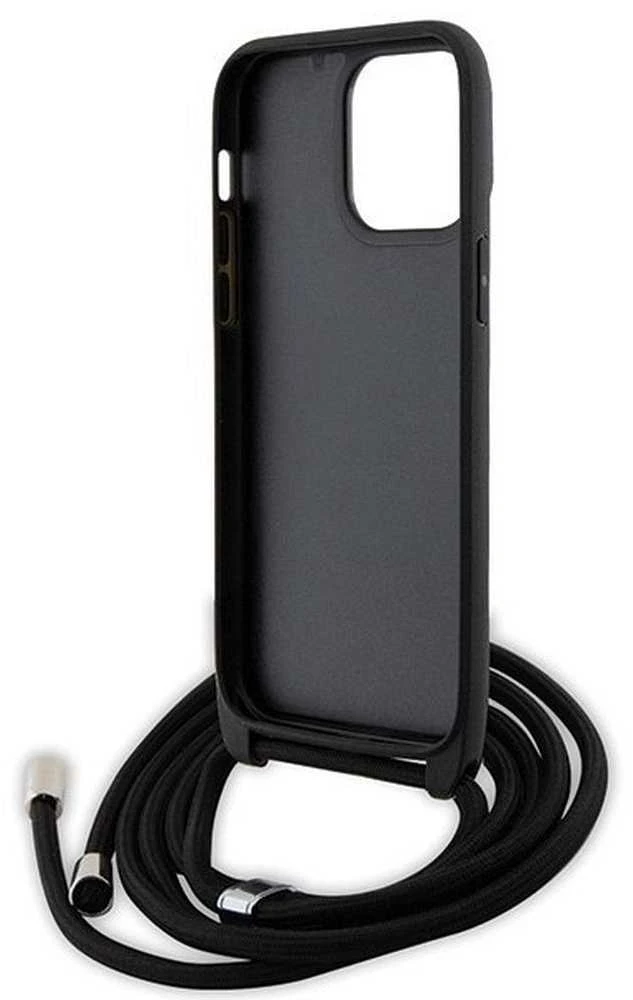 Karl Lagerfeld KLHCP14XSAKCPSK Apple iPhone 14 Pro Max 6.7″ kietas dėklas juodos spalvos Crossbody Saffiano Metal
