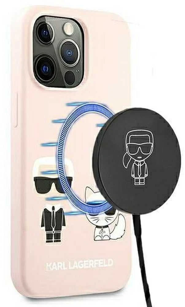 Karl Lagerfeld Slilicone Karl & Choupette Magsafe - dėklas skirtas Apple iPhone 13 Rožinė