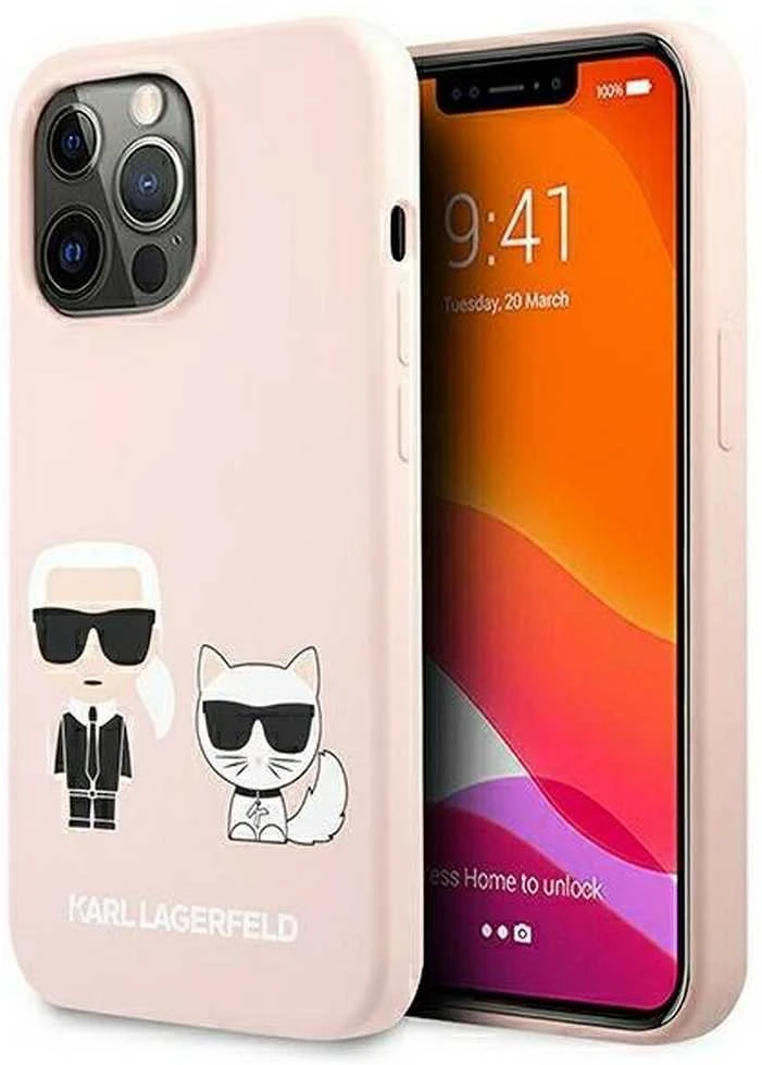 Karl Lagerfeld Slilicone Karl & Choupette Magsafe - dėklas skirtas Apple iPhone 13 Rožinė