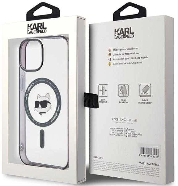 Karl Lagerfeld KLHMP15SHCHNOTK Apple iPhone 15/ 14 / 13 6.1″ skaidrus kietas dėklas IML Choupette`s Head Mag