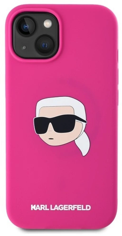 Karl Lagerfeld KLHMP15SSKHPPLF Apple iPhone 15 6.1″ fuschia kietas dėklas Silicone Karl Head Print MagSafe