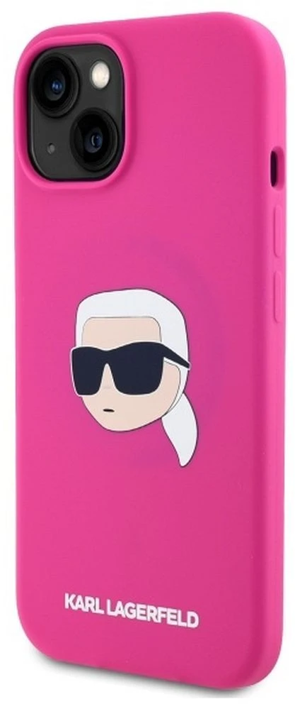 Karl Lagerfeld KLHMP15SSKHPPLF Apple iPhone 15 6.1″ fuschia kietas dėklas Silicone Karl Head Print MagSafe