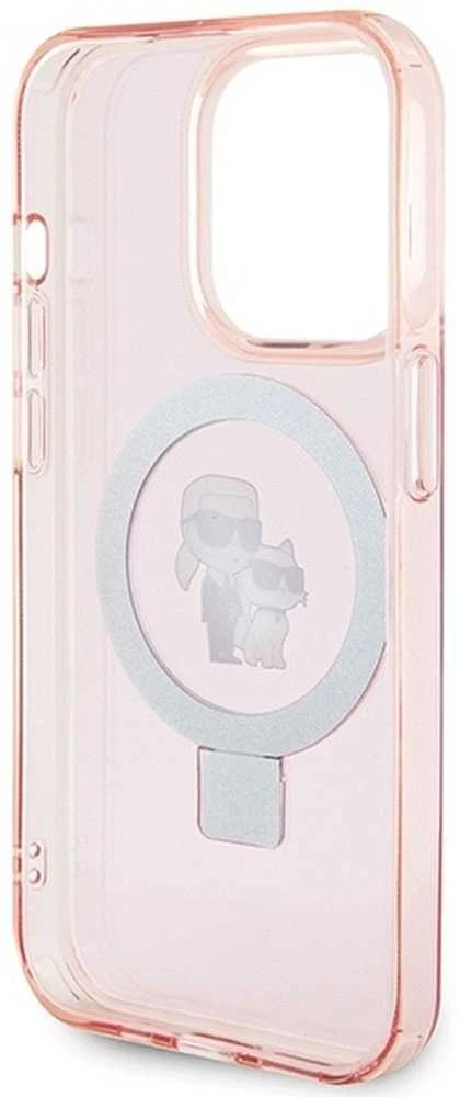 Karl Lagerfeld KLHMP15XHMRSKCP Apple iPhone 15 Pro Max 6.7″ rožinės spalvos kietas dėklas Ring Stand Karl&Choupettte