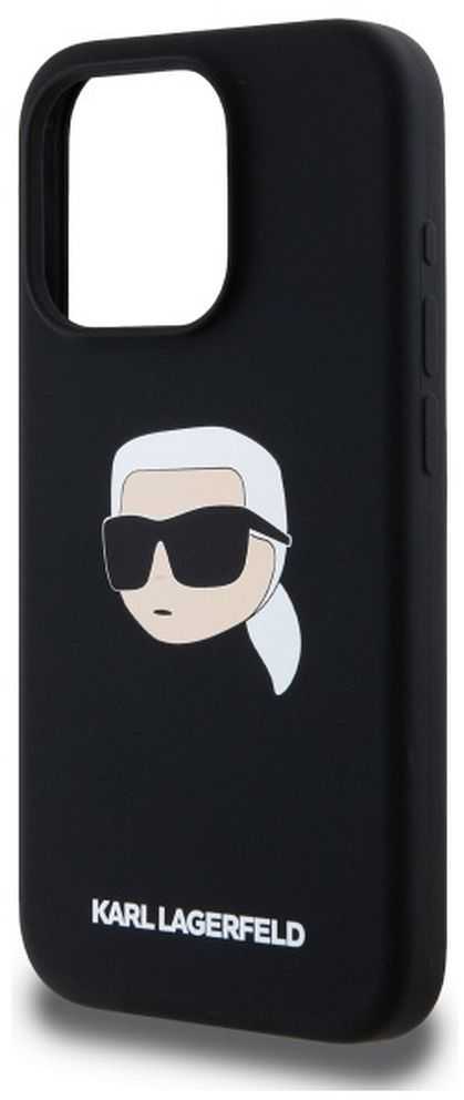 Karl Lagerfeld KLHMP15XSKHPPLK Apple iPhone 15 Pro Max 6.7" dėklas telefonui juodos spalvos silikoninis Karl Head Print MagSafe