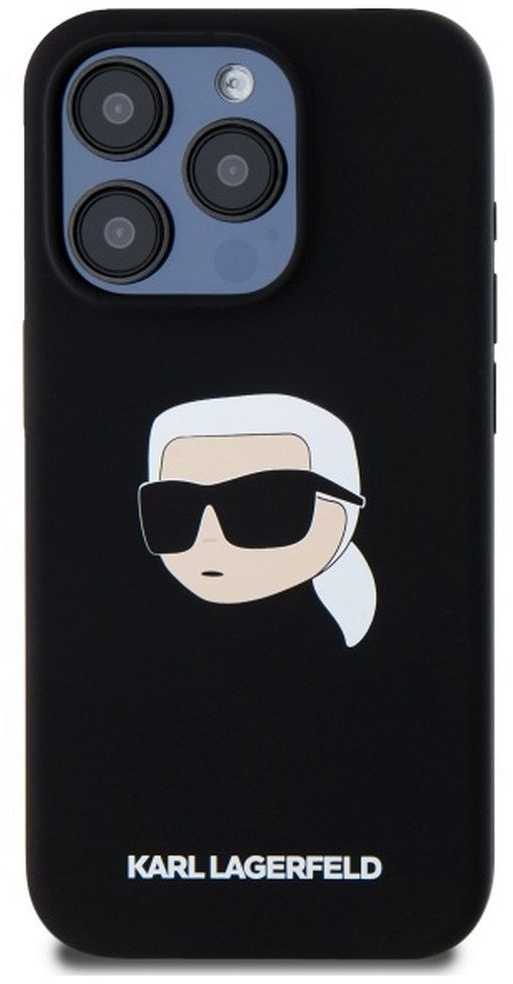 Karl Lagerfeld KLHMP15XSKHPPLK Apple iPhone 15 Pro Max 6.7" dėklas telefonui juodos spalvos silikoninis Karl Head Print MagSafe