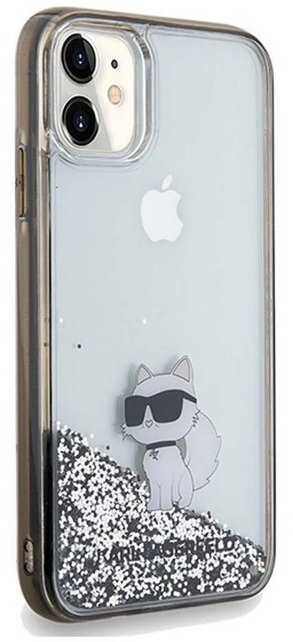 Apple iPhone 11 / XR Karl Lagerfeld dėklas Liquid Glitter Choupette (KLHCN61LKCNSK) skaidrus