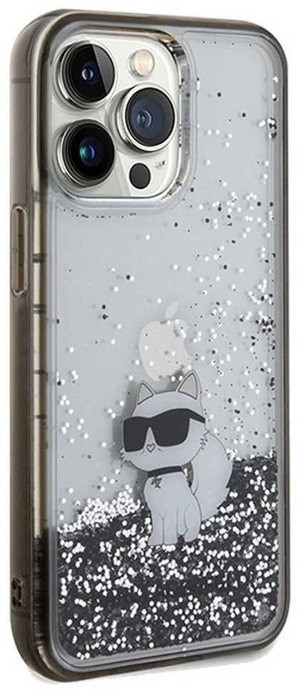 Karl Lagerfeld KLHCP13LLKCNSK Apple iPhone 13 Pro / 13 6.1″ skaidrus kietas dėklas Liquid Glitter Choupette