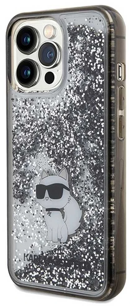 Karl Lagerfeld KLHCP13XLKCNSK Apple iPhone 13 Pro Max 6.7″ skaidrus kietas dėklas Liquid Glitter Choupette