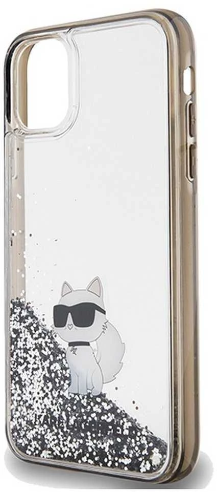 Apple iPhone 11 / XR Karl Lagerfeld dėklas Liquid Glitter Choupette (KLHCN61LKCNSK) skaidrus