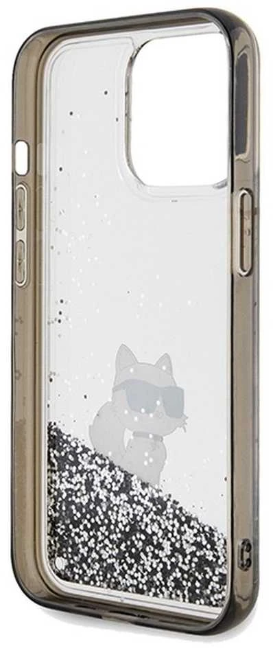 Karl Lagerfeld KLHCP13LLKCNSK Apple iPhone 13 Pro / 13 6.1″ skaidrus kietas dėklas Liquid Glitter Choupette