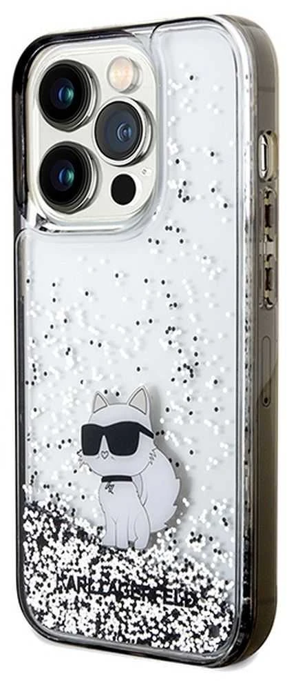 Karl Lagerfeld Liquid Glitter Choupette - dėklas skirtas Apple iPhone 14 Pro Max Transparent