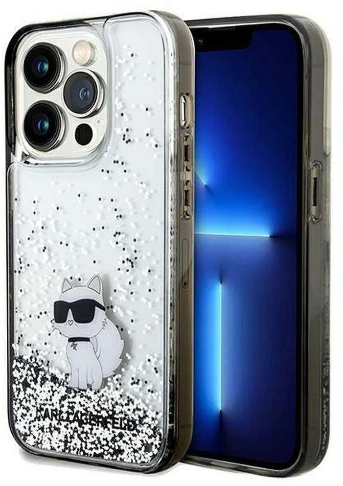 Karl Lagerfeld Liquid Glitter Choupette - dėklas skirtas Apple iPhone 14 Pro Max Transparent