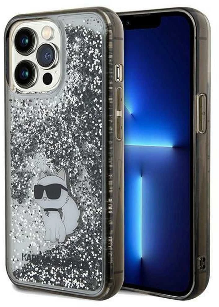Karl Lagerfeld KLHCP13LLKCNSK Apple iPhone 13 Pro / 13 6.1″ skaidrus kietas dėklas Liquid Glitter Choupette