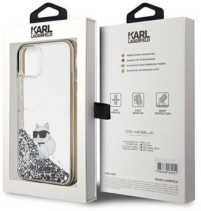 Apple iPhone 11 / XR Karl Lagerfeld dėklas Liquid Glitter Choupette (KLHCN61LKCNSK) skaidrus