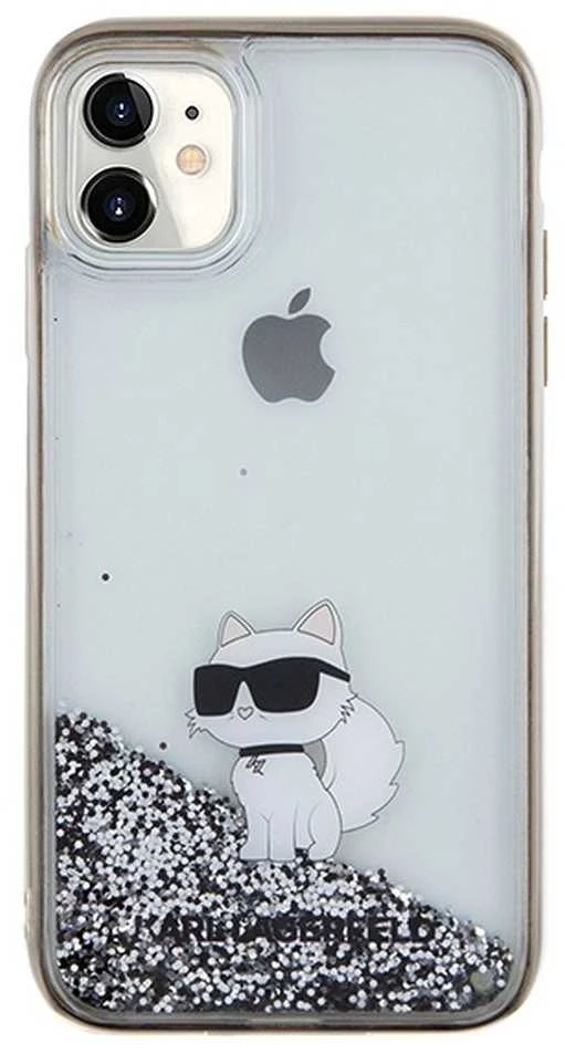 Apple iPhone 11 / XR Karl Lagerfeld dėklas Liquid Glitter Choupette (KLHCN61LKCNSK) skaidrus