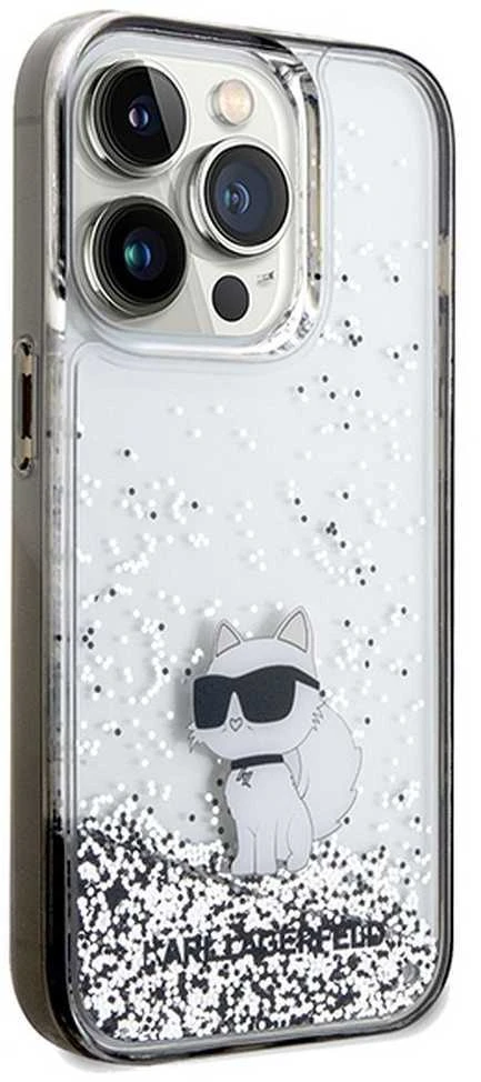 Karl Lagerfeld Liquid Glitter Choupette - dėklas skirtas Apple iPhone 14 Pro Max Transparent