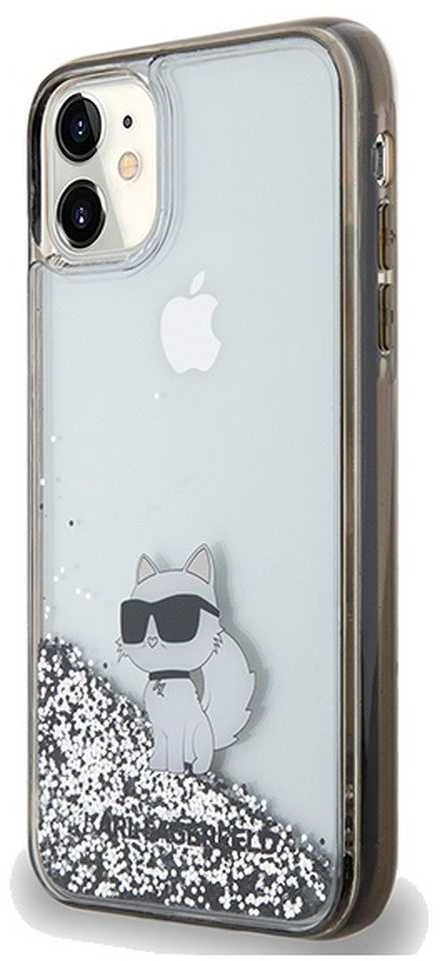 Apple iPhone 11 / XR Karl Lagerfeld dėklas Liquid Glitter Choupette (KLHCN61LKCNSK) skaidrus