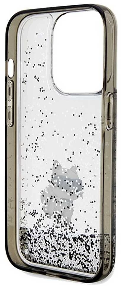 Karl Lagerfeld Liquid Glitter Choupette - dėklas skirtas Apple iPhone 14 Pro Max Transparent