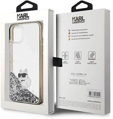 Apple iPhone 11 / XR Karl Lagerfeld dėklas Liquid Glitter Choupette (KLHCN61LKCNSK) skaidrus