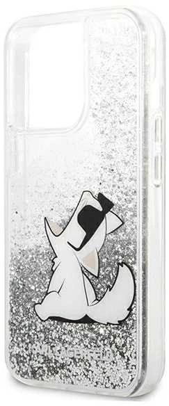 Karl Lagerfeld KLHCP13XGCFS iPhone 13 Pro Max 6,7″ sidabrinis kietas dėklas Liquid Glitter Choupette F