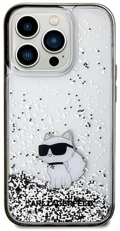 Karl Lagerfeld Liquid Glitter Choupette - dėklas skirtas Apple iPhone 14 Pro Max Transparent