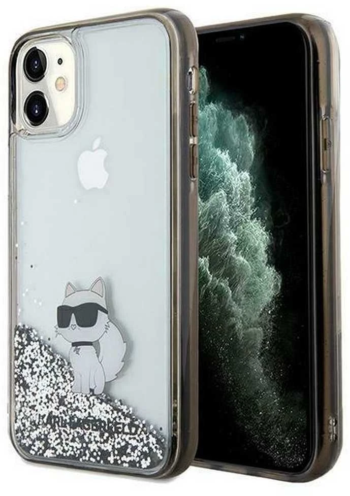 Apple iPhone 11 / XR Karl Lagerfeld dėklas Liquid Glitter Choupette (KLHCN61LKCNSK) skaidrus