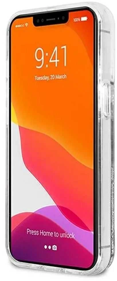 Apple iPhone 13 Pro Karl Lagerfeld dėklas Liquid Glitter Karl&Choupette (KLHCP13LGKCS) sidabrinės spalvos
