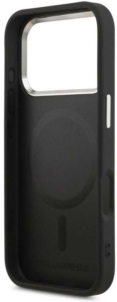 Karl Lagerfeld Point & Metal Logo MagSafe dėklas skirtas Apple iPhone 17 Pro Max juodos spalvos