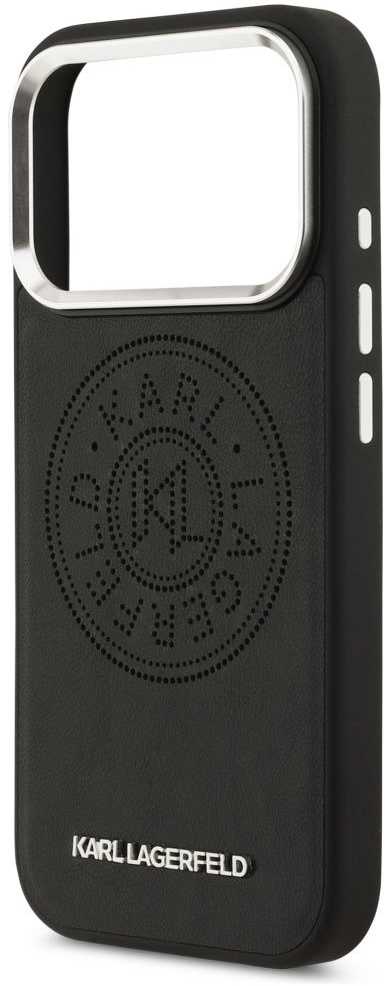 Karl Lagerfeld Point & Metal Logo MagSafe dėklas skirtas Apple iPhone 17 Pro Max juodos spalvos