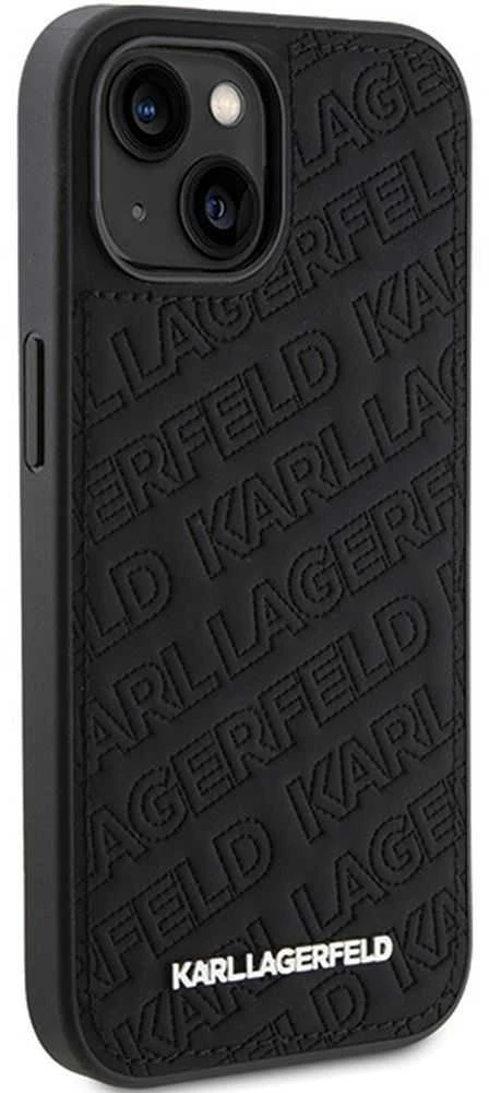 Karl Lagerfeld KLHCP15SPQKPMK Apple iPhone 15/ 14 / 13 6.1″ juodos spalvos kietas dėklas Quilted K Pattern