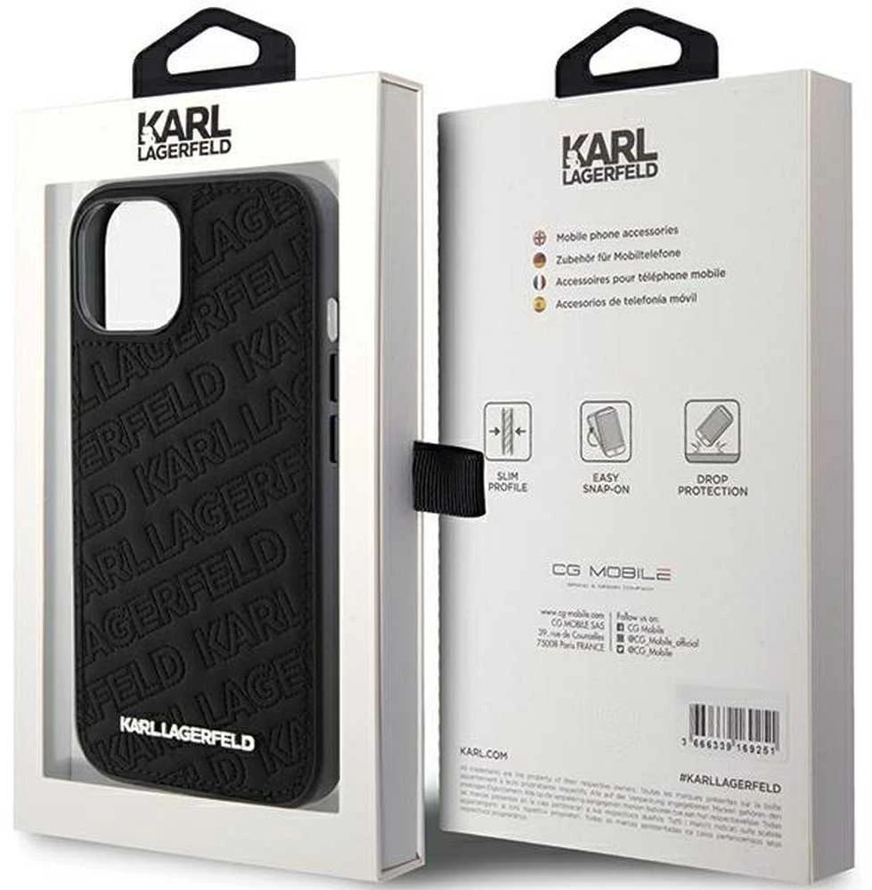 Karl Lagerfeld KLHCP15SPQKPMK Apple iPhone 15/ 14 / 13 6.1″ juodos spalvos kietas dėklas Quilted K Pattern