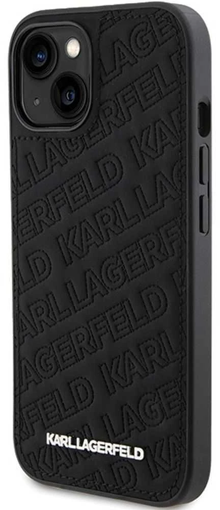 Karl Lagerfeld KLHCP15SPQKPMK Apple iPhone 15/ 14 / 13 6.1″ juodos spalvos kietas dėklas Quilted K Pattern