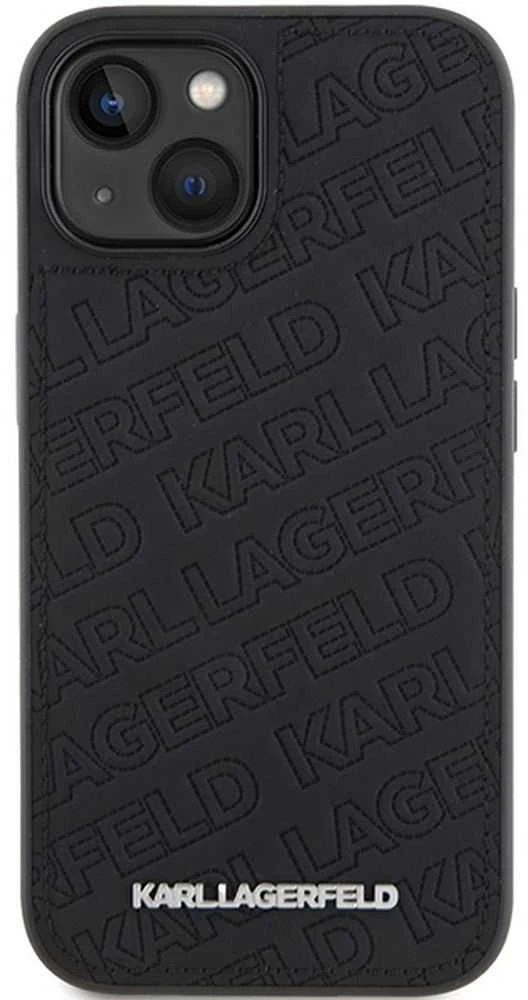 Karl Lagerfeld KLHCP15SPQKPMK Apple iPhone 15/ 14 / 13 6.1″ juodos spalvos kietas dėklas Quilted K Pattern