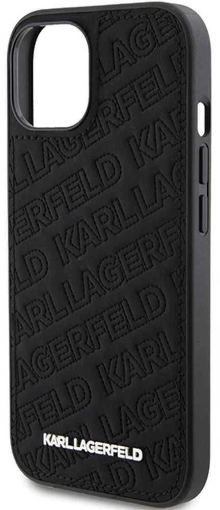 Karl Lagerfeld KLHCP15SPQKPMK Apple iPhone 15/ 14 / 13 6.1″ juodos spalvos kietas dėklas Quilted K Pattern