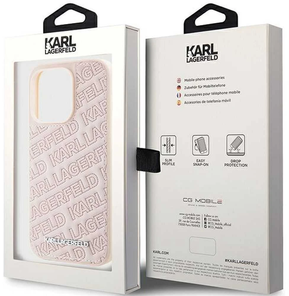 Karl Lagerfeld KLHCP15XPQKPMP Apple iPhone 15 Pro Max 6.7″ rožinės spalvos kietas dėklas Quilted K Pattern