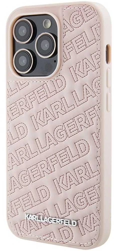 Karl Lagerfeld KLHCP15XPQKPMP Apple iPhone 15 Pro Max 6.7″ rožinės spalvos kietas dėklas Quilted K Pattern
